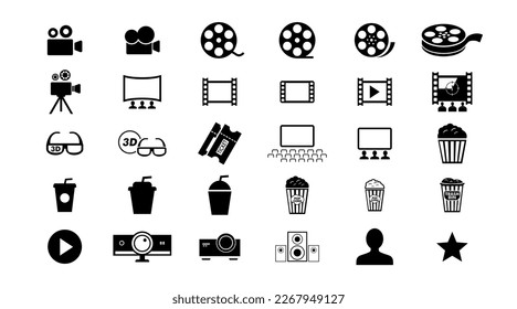 Media player icons collection, Buttons multimedia interface, Cinema icon. Vector