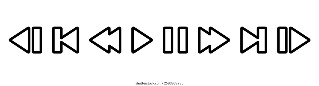 Media player icons collection. Video player icons. Cinema icon.