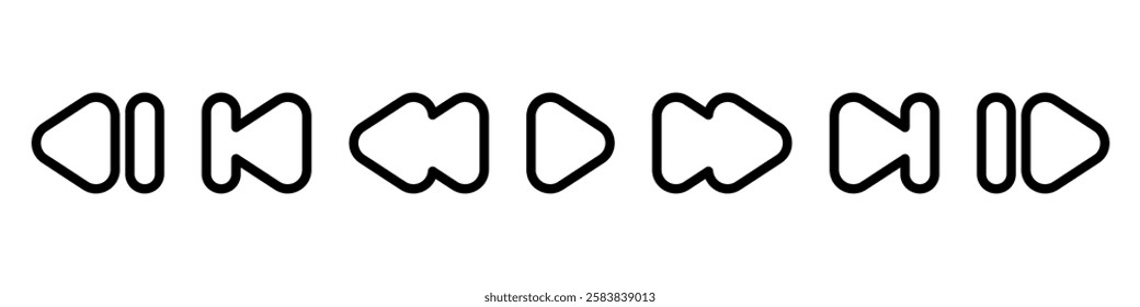 Media player icons collection. Video player icons. Cinema icon.