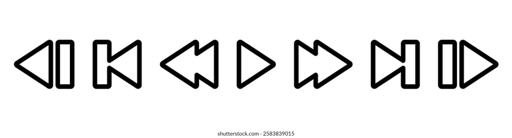 Media player icons collection. Video player icons. Cinema icon.