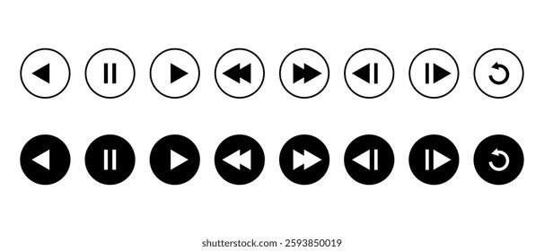 Media Player Icons Media player icons. Media player interface symbols - play, pause, volume, setting