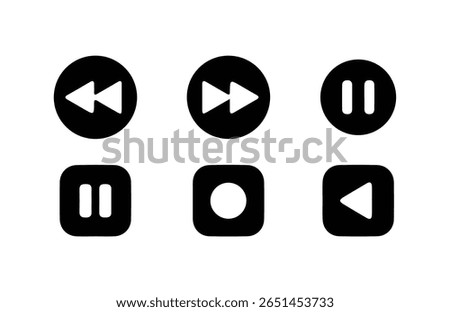Media player icons. Play and pause buttons icon set, Pause, rewind, fast forward icon, Music player buttons Vector illustration Eps 10
