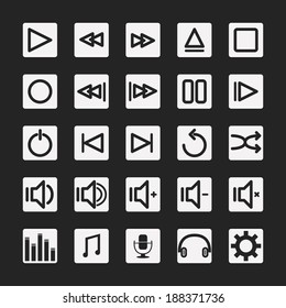 Media player icons set 