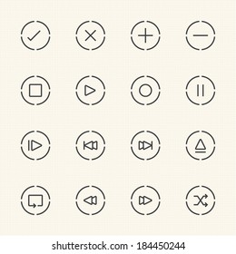 Media Player Icons Set. Line Icon
