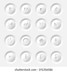 Media Player Icons Set  Vector Illustration