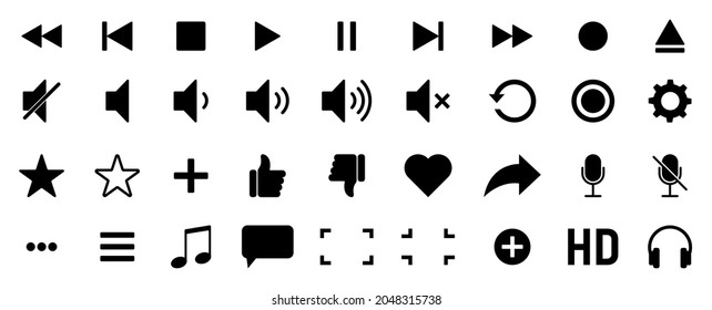 Symbol für den Media Player festgelegt. Vektorgrafik