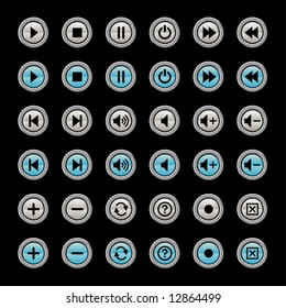media player icons and symbols, each with on and off states.