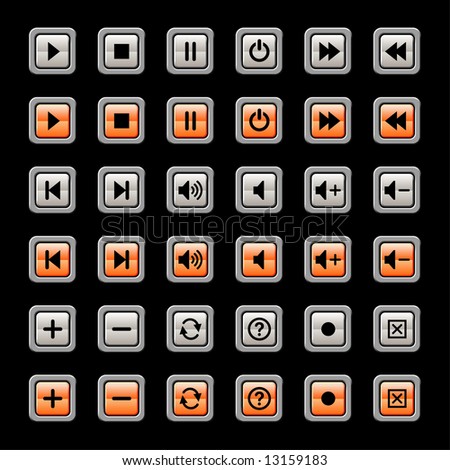 media player icons and symbols, each with on and off states.