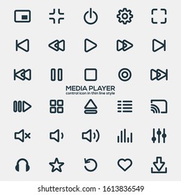 Media player icons in thin line style for designers in the design of all kinds of works. Beautiful and modern icon which can be used in many purposes Eps10 vector.