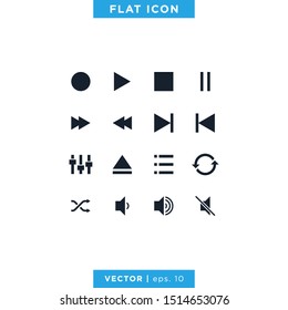 Media Player Icons Vector Design Template