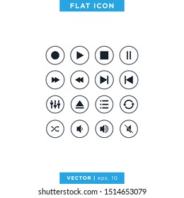 Media Player Icons Vector Design Template