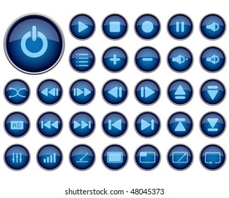 media player icons, vector illustration