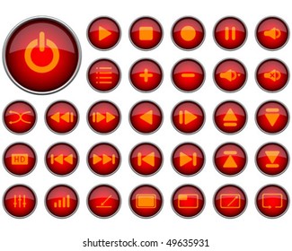 media player icons, vector illustration