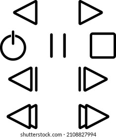 Juego de vectores de iconos del reproductor de medios.
