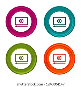 Media player icons. Video signs. Streaming symbol. Colorful web button with icon.