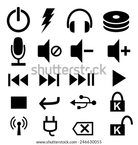 Media player icons.vectors