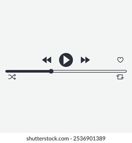 Una interfaz de reproductor de medios con reproducción, pausa, salto, aleatorio y Botones similares.