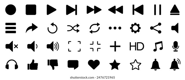 Symbol für die Medienwiedergabe-Benutzeroberfläche. Musik, Schnittstelle, Media-Player.