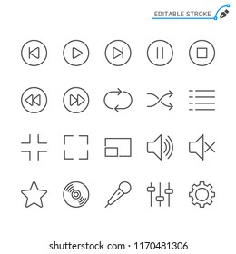 Media player line icons. Editable stroke. Pixel perfect.