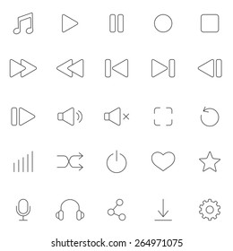 Media Player line  Icons Set. Vector