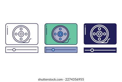 Media player line and solid illustration icon