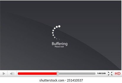 Media player with loading/buffering icon vector