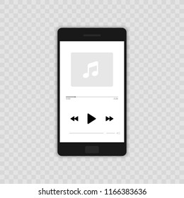 Reprodutor de mídia. Mobile music player ícone vetorial ilustração design plano. Isolado no plano de fundo transparente.