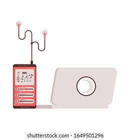 media player mp3 with earphones vector illustration design