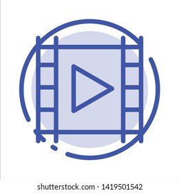 Media, Media Player, Multimedia, Player, Stream Blue Dotted Line Line Icon