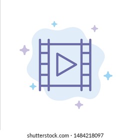 Media, Media Player, Multimedia, Player, Stream Blue Icon on Abstract Cloud Background. Vector Icon Template background