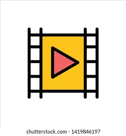 Media, Media Player, Multimedia, Player, Stream  Flat Color Icon. Vector icon banner Template