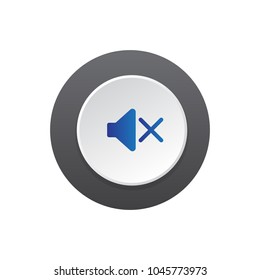 Media player mute speaker button icon vector. Mute spaker button vector. Megaphone button icon vector. Megaphone symbol. Speaker symbol. Editable stroke.