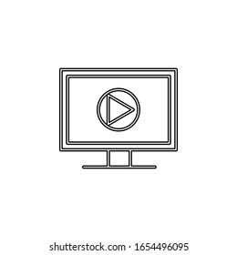 media player on the monitor icon. Simple thin line, outline vector of web icons for ui and ux, website or mobile application
