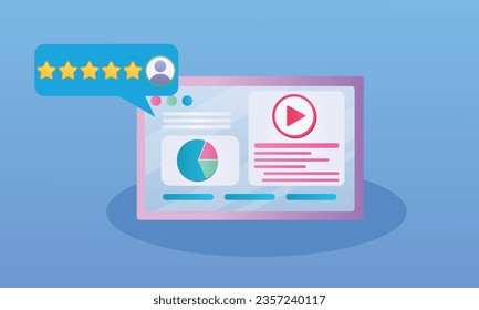Media Player Online.on blue background.Vector Design Illustration.
