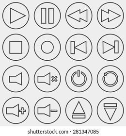 Media player outline icons