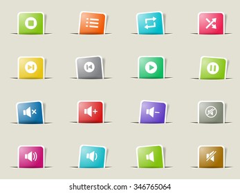 Media Player paper icons for web