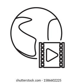 media player play button with world planet vector illustration design