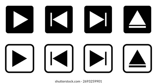 Conjunto de Ícones do Botão Reproduzir e Pausar do Media Player - Ícones de IU Vetorial para Aplicativos e Sites de Streaming de Música, Áudio e Vídeo