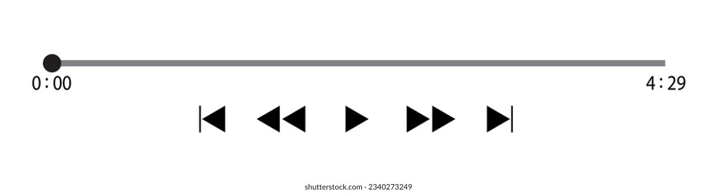 Media player playback panel template isolated on white background. Video or audio player progress loading bar with time slider. Vector illustration