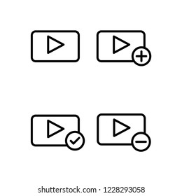 media, player, plus, check, minus sign icons. Element of outline button icons. Thin line icon for website design and development, app development