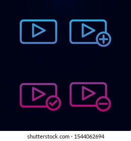 Media, player, plus, check, minus sign nolan icon. Simple thin line, outline vector of web icons for ui and ux, website or mobile application