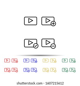 media, player, plus, check, minus sign multi color style icon. Simple thin line, outline vector of web icons for ui and ux, website or mobile application