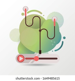 Media Player-Statusleiste mit Kopfhörer-Vektorillustration-Design
