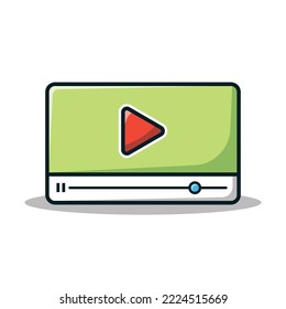 Media player screen. Flat colors style simple icon design