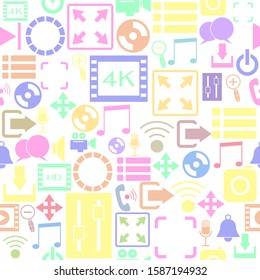 media player seamless pattern background icon.