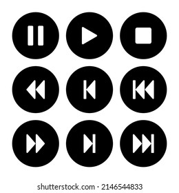 Media player set icon in black round