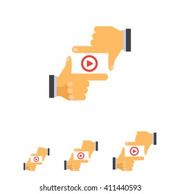 Media player sign between human fingers
