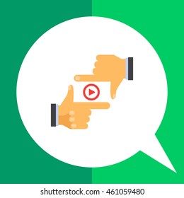 Media player sign between human fingers