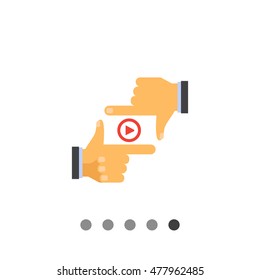 Media player sign between human fingers