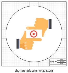 Media player sign between human fingers